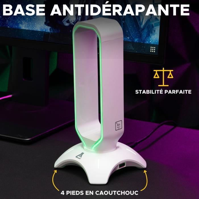 Support pour Casque/Micro-Casque - THE G-LAB - K-STAND RADO - RGB USB - Blanc