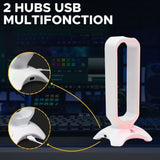 Support pour Casque/Micro-Casque - THE G-LAB - K-STAND RADO - RGB USB - Blanc