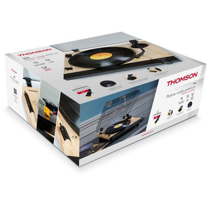 Platine tourne-disque - THOMSON - TT702 - 33 et 45 tours - Tete de lecture AT91 Audio Technica - Antiskating - Bois et noir