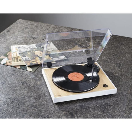 Platine vinyle THOMSON TT301 - Design bois et blanc - Tete de lecture Audio-Technica AT3600L - 33 et 45 tours