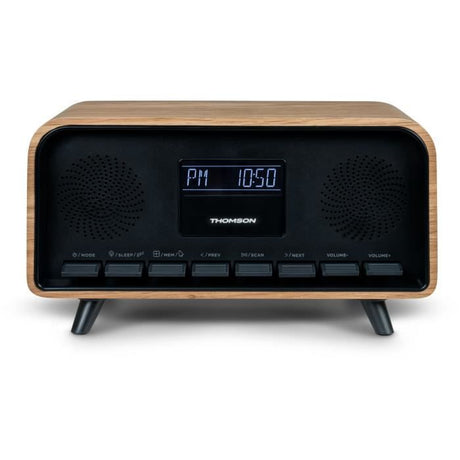 Radio-réveil Bluetooth - THOMSON - Vintage Cosy - 30W, Radio FM, Double alarme, Écran LCD, Chargeur USB-C, Alim. 230V