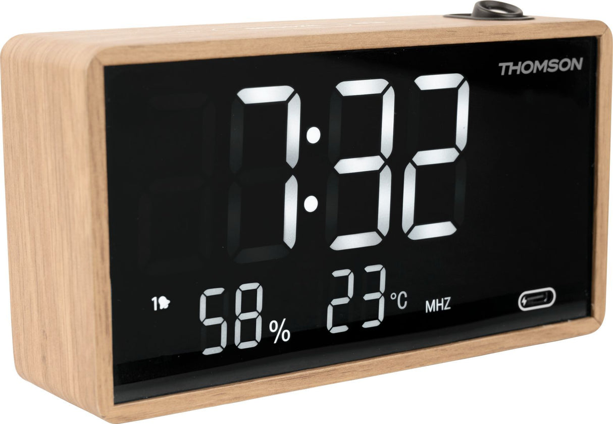 Radio réveil avec projection - THOMSON - Bois