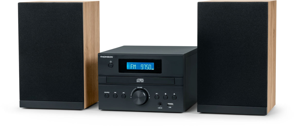 Micro Chaîne - THOMSON - Bluetooth - Radio - CD - MP3 - USB - DAB - Bois et noir