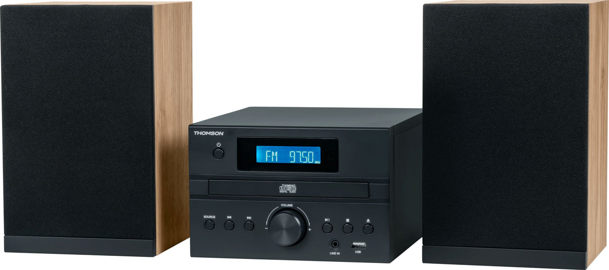 Micro Chaîne - THOMSON - Bluetooth - Radio - CD - MP3 - USB - DAB - Bois et noir