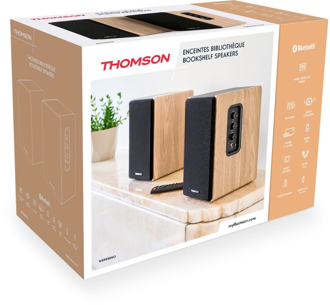 Set enceintes - THOMSON - 2 enceintes - Noir et bois