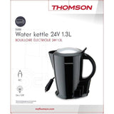 Bouilloire électrique 24V - THOMSON- 1,3L- Puissance 250W -  Avec cordon allume cigare de 0,75m