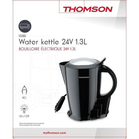 Bouilloire électrique 24V - THOMSON- 1,3L- Puissance 250W -  Avec cordon allume cigare de 0,75m