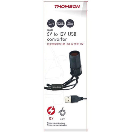 Convertisseur USB 5V vers 12V- THOMSON - Puissance 12 W - Longueur du câble 120 cm