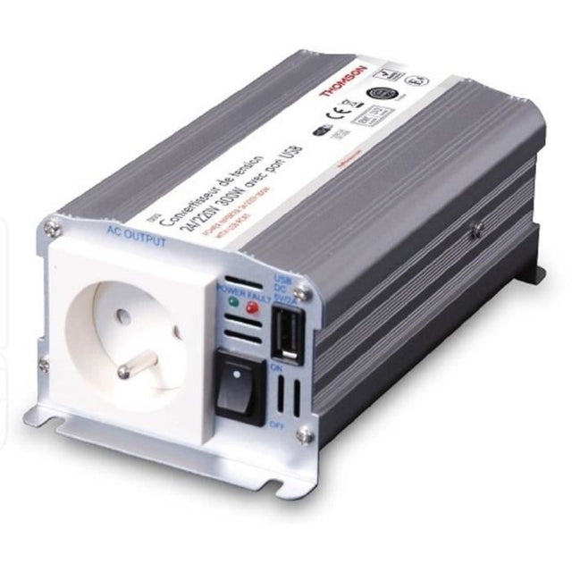 Convertisseur de tension - THOMSON - 24V/220 V - 300 W - Avec prise USB-A 2A livré avec cordon allume cigare