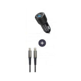 Pack chargeur de voiture +  câble - THOMSON - Chargeur de voiture 12/24V 60 W + Câble C vers L 5A haute performance- Longueur 1.50 m
