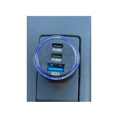 Chargeur voiture THOMSON-12/24V-60W 2x-USB-C: PD 30W+ USB-A QC 3.0 18W avec protections surtensions, surintensités, courts-circuits.
