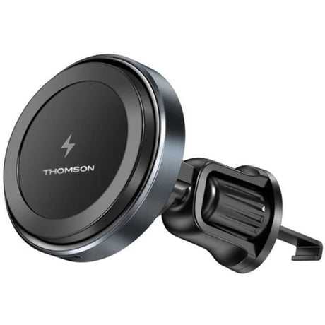 Support et chargeur de voiture magnétique THOMSON sans fil QI 15W orientable 360° fixation grille d'aération du véhicule
