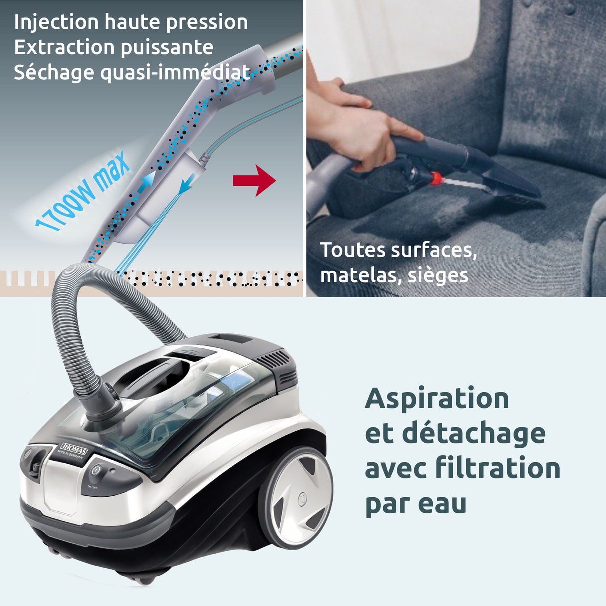 Aspirateur détacheur 2 en 1 - THOMAS - Aquatic Panda - 1700W max - 83 dB(A)