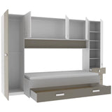 DEMEYERE Lit gigogne enfant avec multiples rangements - Décor blanc/argile - 90 x200 cm - TIDY