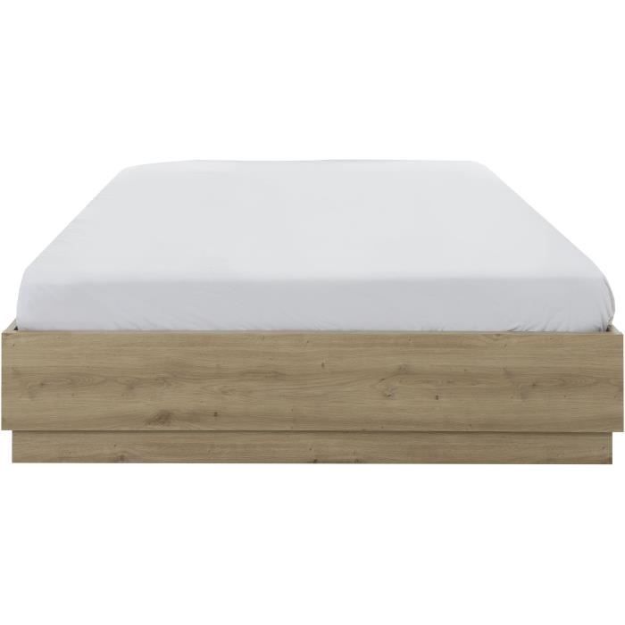 Lit coffre - TIDY - 140 x 190 cm - Chene / Ecru - Sommier inclus - GAMI
