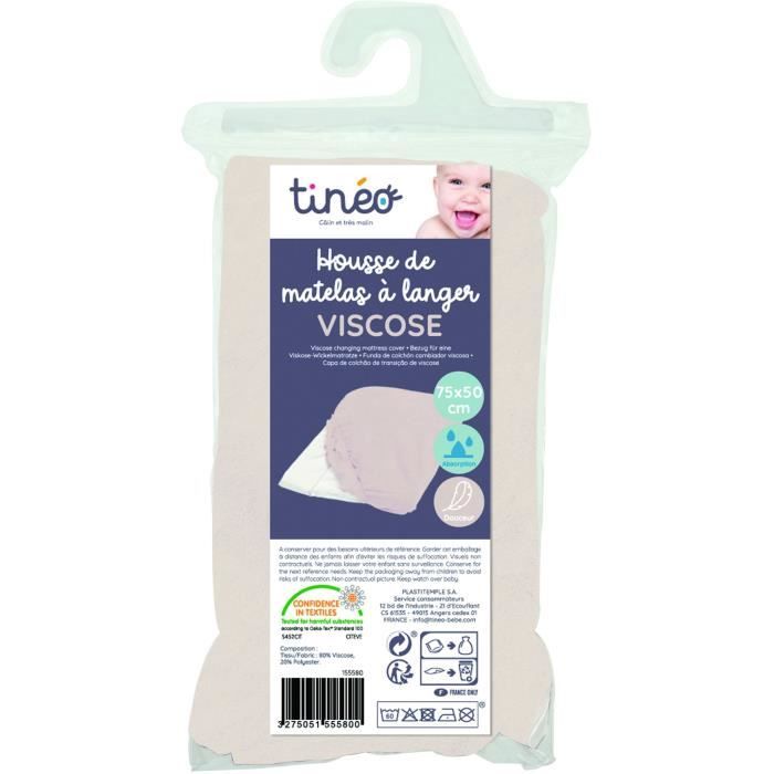 Housse de matelas a langer TINEO  viscose de bambou