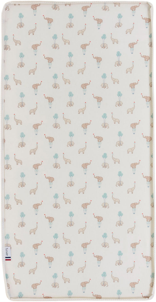 Matelas - CONFORT FUN - 60 x 120 cm - Ep. 8 cm - Blanc / Éléphants - TINEO