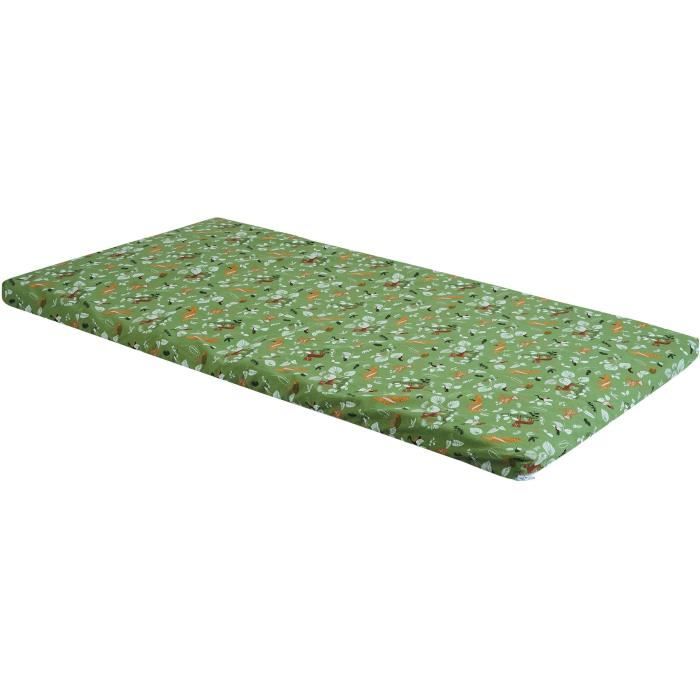 Matelas bébé nomade - TINEO - Safari - Déhoussable - 60x120 cm - Vert