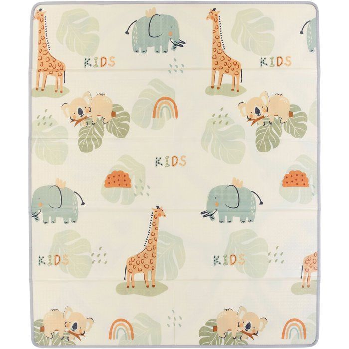 Maxi tapis d'éveil - TINEO - Réversible - 150 x 180 cm - Face animaux / Face circuit de voiture