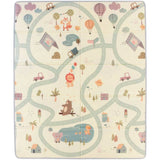 Maxi tapis d'éveil - TINEO - Réversible - 150 x 180 cm - Face animaux / Face circuit de voiture
