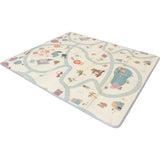 Maxi tapis d'éveil - TINEO - Réversible - 150 x 180 cm - Face animaux / Face circuit de voiture