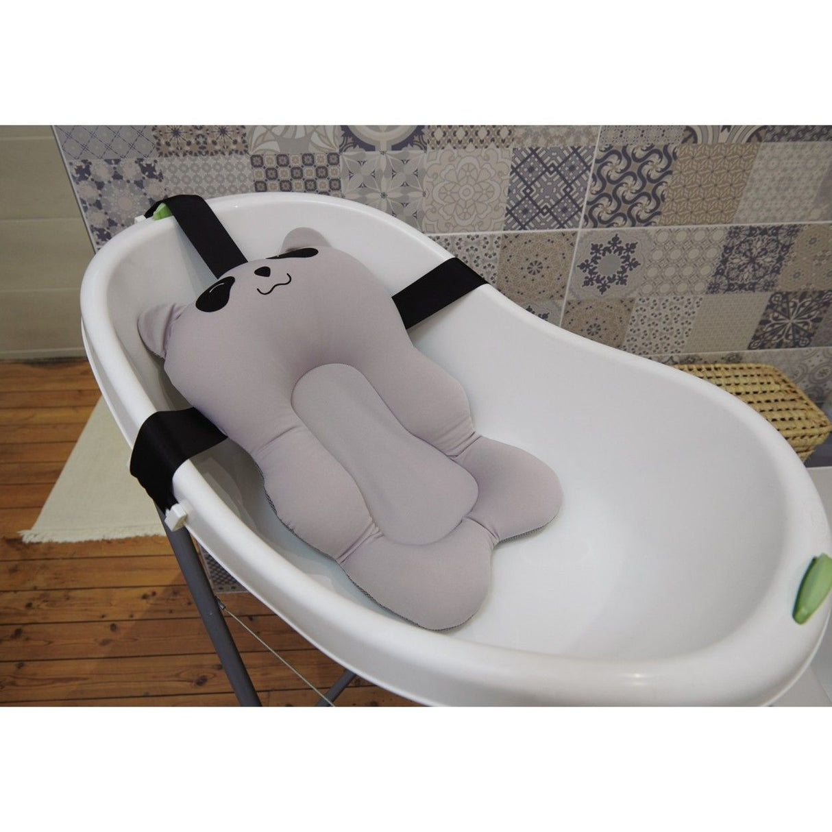 TINÉO - Coussin De Bain Bébé, Siege de Bain Bébé, Systeme d'Attache Universel, Accroche Pour Séchage Rapide, 0-6 mois