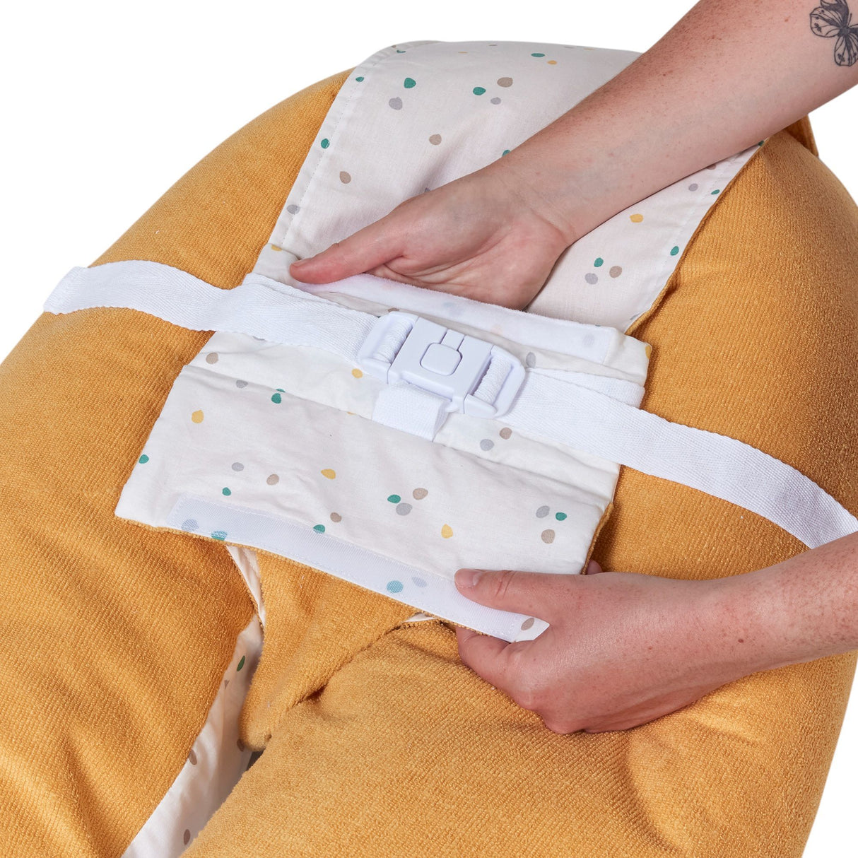 Coussin de maternité 3-en-1 - TINEO - MULTIRELAX - Tissu éponge - Jaune / Pois