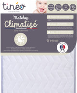 Matelas Climatisé TINEO 60x120x10cm - Matelas Bébé - Climatisé - 1 Face Été - 1 Face Hiver - Sans Traitement - Fabriqué En France