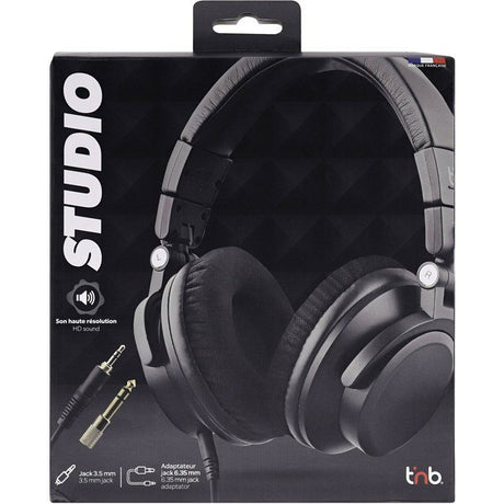 Casque filaire monitoring - T'nb - Studio - Jack 3,5mm + 6,35mm - Arceau réglable - Pliable - Noir
