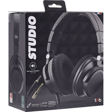 Casque filaire monitoring - T'nb - Studio - Jack 3,5mm + 6,35mm - Arceau réglable - Pliable - Noir