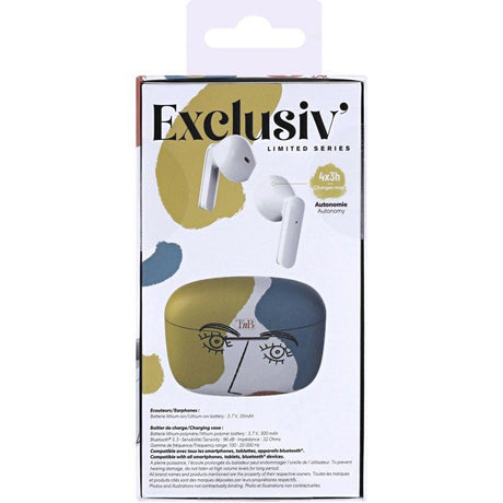 Ecouteurs sans fil - T'nb - Exclusiv' - ART 3 - Boîtier de charge inclus - Bluetooth - Autonomie 12h - Contrôle tactile - Blanc