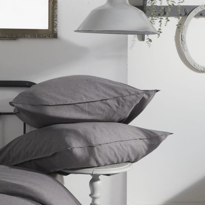 Housse de couette - TODAY - CHARME - Chambray - Gris foncé Capucine - 240 x 220 cm