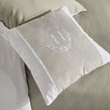Coussin - TODAY - CHARME - Slub x Chambray x Broderie Berenice - 40 x 40 cm