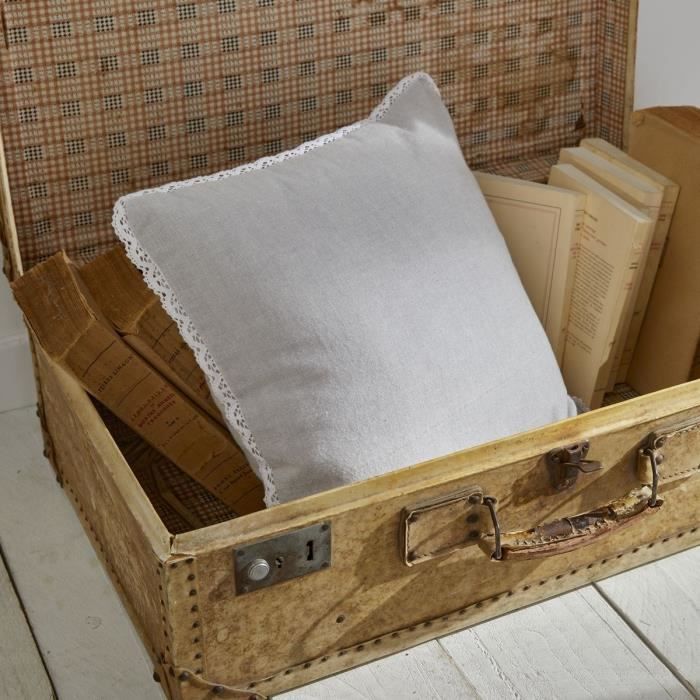 Coussin - TODAY - CHARME - Chambray x Dentelle Constance - 40 x 40 cm