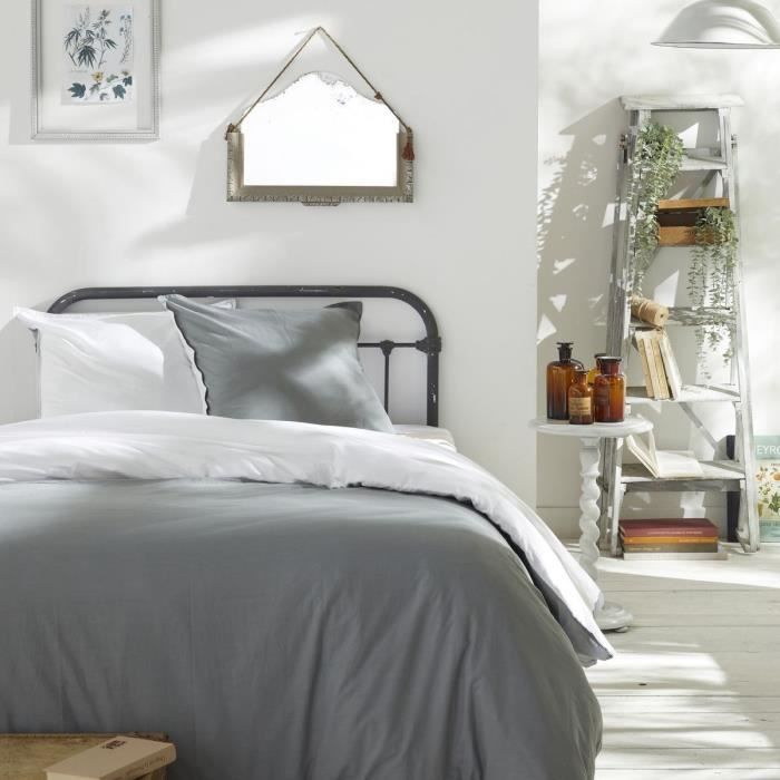 Housse de couette - TODAY - CHARME - Coton 57 fils - Gris clair x Dune Constance - 260 x 240 cm