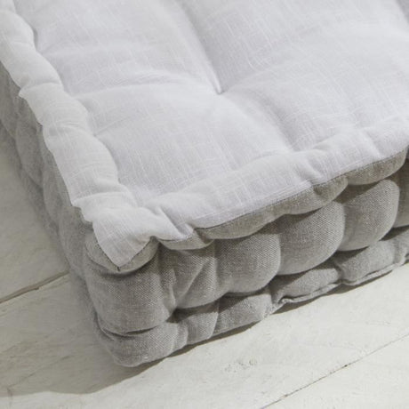 Coussin de sol - TODAY - CHARME - Slub x Chambray x Broderie Capucine - 40 x 40 x 10 cm