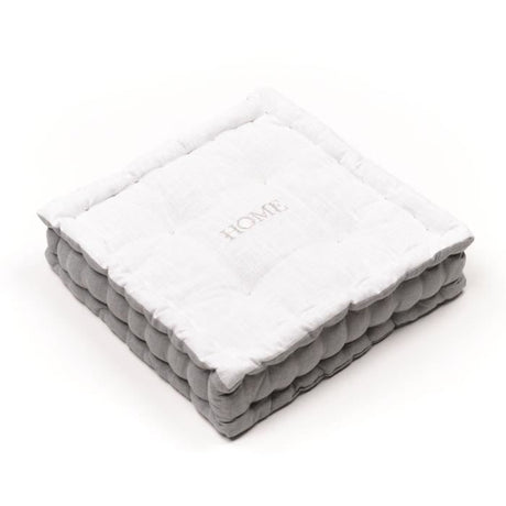 Coussin de sol - TODAY - CHARME - Slub x Chambray x Broderie Capucine - 40 x 40 x 10 cm