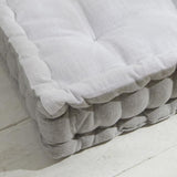 Coussin de sol - TODAY - CHARME - Slub x Chambray x Broderie Capucine - 40 x 40 x 10 cm