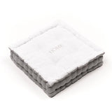 Coussin de sol - TODAY - CHARME - Slub x Chambray x Broderie Capucine - 40 x 40 x 10 cm