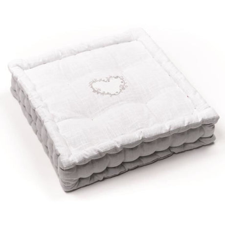 Coussin de sol - TODAY - CHARME - Slub x Chambray x Broderie Constance - 40 x 40 x 10 cm
