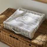 Coussin de sol - TODAY - CHARME - Slub x Chambray x Broderie Berenice - 40 x 40 x 10 cm