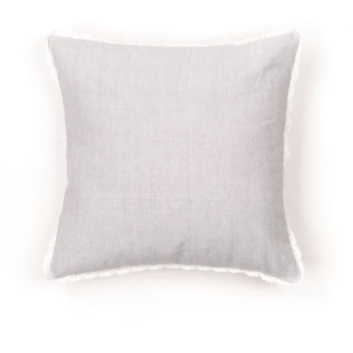 Coussin - TODAY - CHARME - Chambray x Dentelle Capucine - 40 x 40 cm