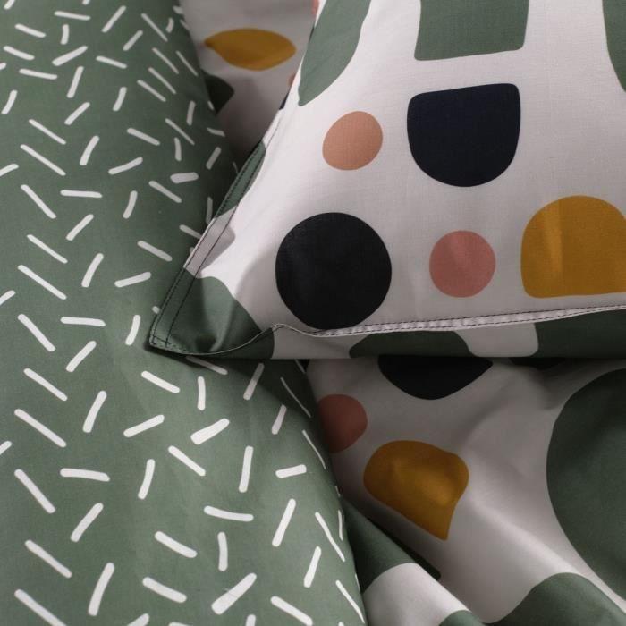 Parure de lit - TODAY - Sunshine - 2 personnes - 240x220cm - Coton - Vert - Autres motifs