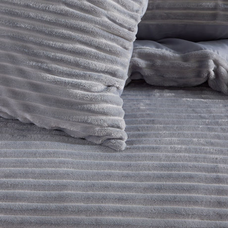 Parure de lit - TODAY - Cotelé - 2 personnes - 220 x 240 cm - Gris uni