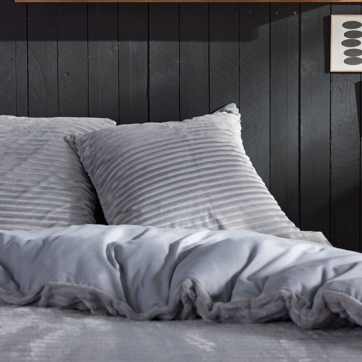 Parure de lit - TODAY - Cotelé - 2 personnes - 220 x 240 cm - Gris uni