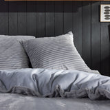 Parure de lit - TODAY - Cotelé - 2 personnes - 220 x 240 cm - Gris uni