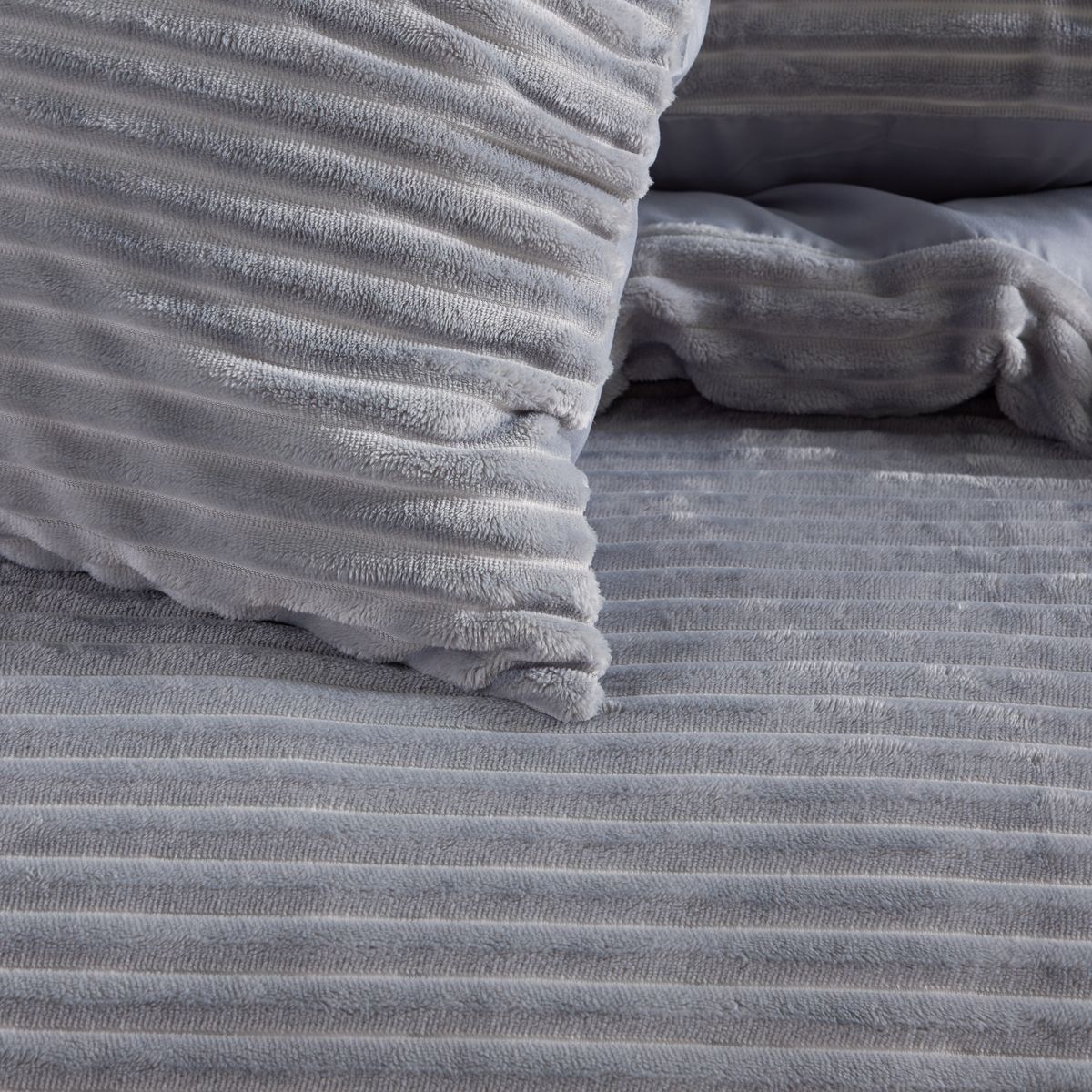 Parure de lit - TODAY - Cotelé - 2 personnes - 220 x 240 cm - Gris uni