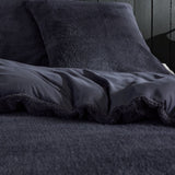 Parure de lit - TODAY - Teddy - 2 personnes - 220 x 240 cm - Gris anthracite uni