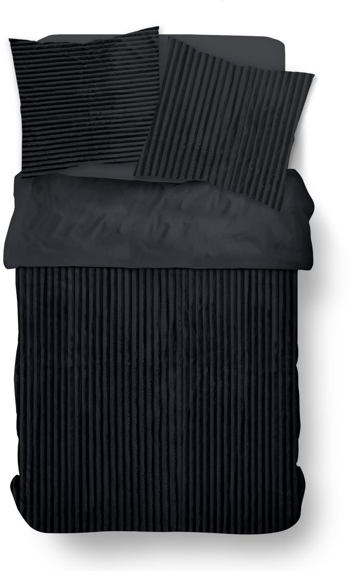 Parure de lit - TODAY - Cotelé - 2 personnes - 220 x 240 cm - Gris anthracite uni
