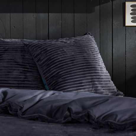 Parure de lit - TODAY - Cotelé - 2 personnes - 220 x 240 cm - Gris anthracite uni
